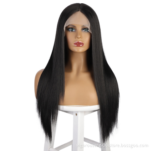 Hand Tied Free Part Full Synthetic Lace Front Wig Preplucked Hairline High Temperature Fiber Ombre Blonde Synthetic Wig
